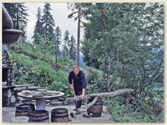 20 Ein Ast des Vogelbeerbaumes wird zersägt